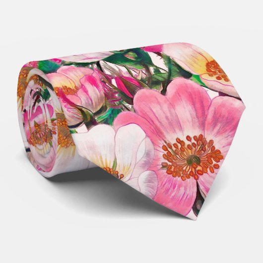 Muster für wild lebende Rose Krawatte (Gerollt)