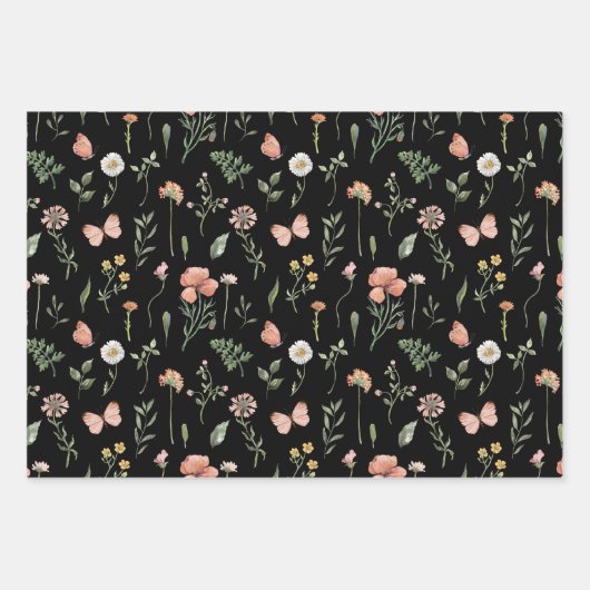 Muster für Wildblumen Geschenkpapier Set (Vorderseite 3)