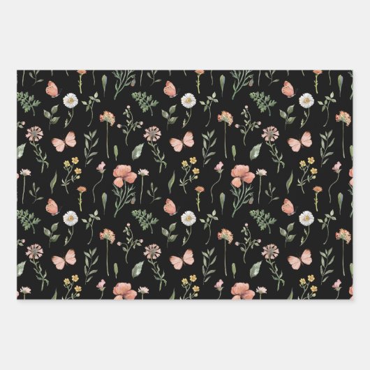 Muster für Wildblumen Geschenkpapier Set (Vorderseite)