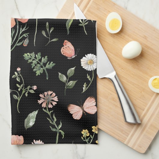 Muster für Wildblumen Geschirrtuch (Viertel Falte)