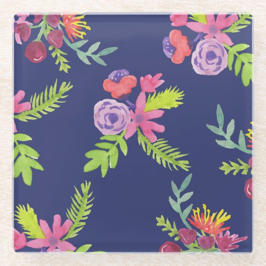 Muster für Wildblumen Glasuntersetzer (Vorderseite)