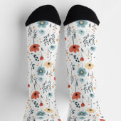 Muster für Wildblumen im Frühjahr, Rost, Tan, Blau Socken (Oben)