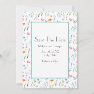 Muster für Wildblumen mit fester Farbe Save The Date