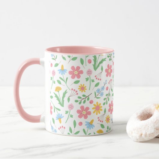 Muster für Wildblumen Tasse (Mit Donut)