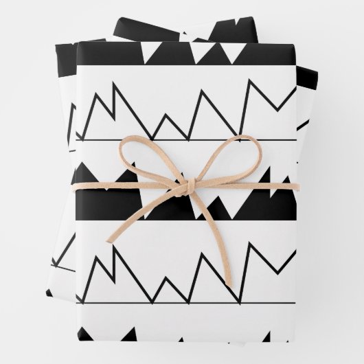 Muster für Zickzack Streifen in Schwarz und Weiß Geschenkpapier Set (Beispiel)