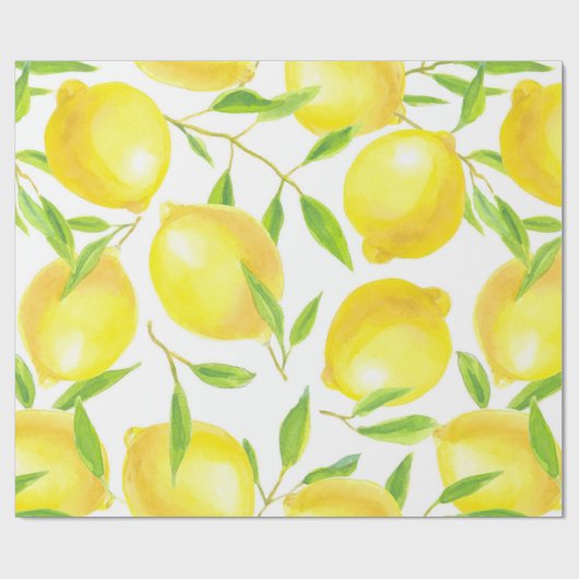 Muster für Zitronen und Blätter Geschenkpapier (Flach)