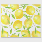 Muster für Zitronen und Blätter Geschenkpapier (Flach)