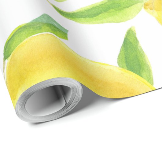 Muster für Zitronen und Blätter Geschenkpapier (Rolleneckpunkt)