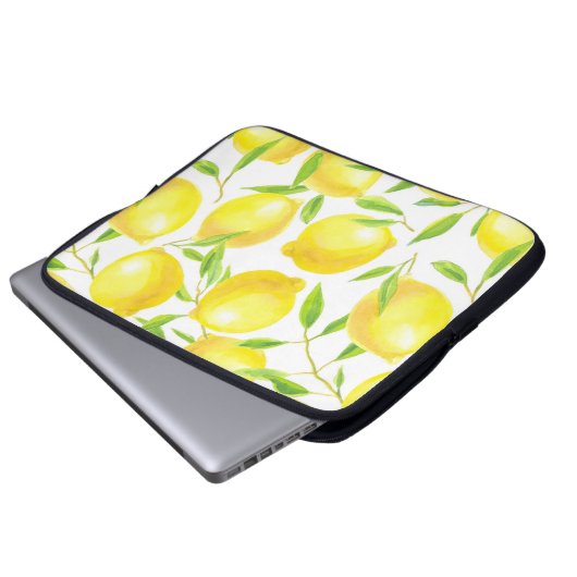 Muster für Zitronen und Blätter Laptopschutzhülle (Vorne Knopf)