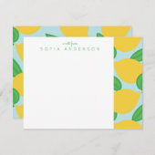 Muster für Zitronen und Blätter Personalisierte No Mitteilungskarte (Vorne/Hinten)