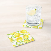 Muster für Zitronen und Blätter Rechteckiger Pappuntersetzer (Vor Ort)