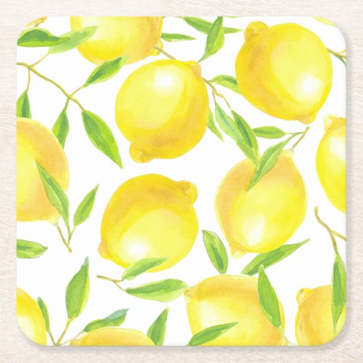 Muster für Zitronen und Blätter Rechteckiger Pappuntersetzer (Vorderseite)