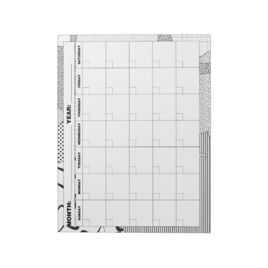 Muster Galore Black and White Blank Calendar Notizblock (Rotiert)