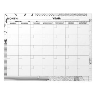 Muster Galore Black and White Blank Calendar Notizblock