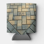 Muster Gelb und Grauziegelmuster mit Initialen Dosenkühler (Vorderseite)