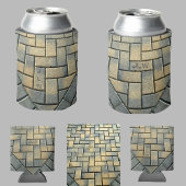 Muster Gelb und Grauziegelmuster mit Initialen Dosenkühler