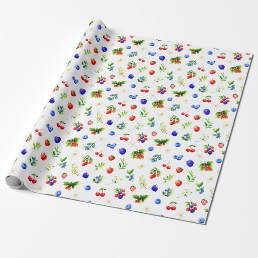 Muster gemischter Berries Geschenkpapier (Ungerollt)