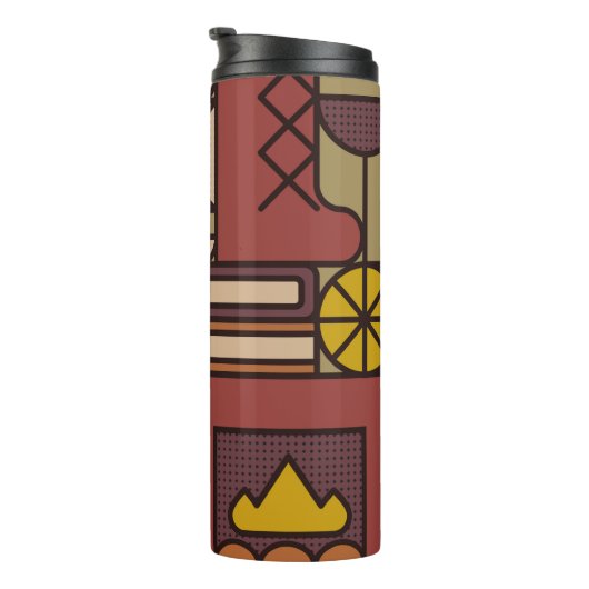 Muster: gemütlicher Abend. Vintage Illustration Thermosbecher (Nach rechts gedreht)