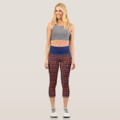 Muster geometrische Coole Navy & Orange Trippy Cub Capri Leggings (Vorderseite)
