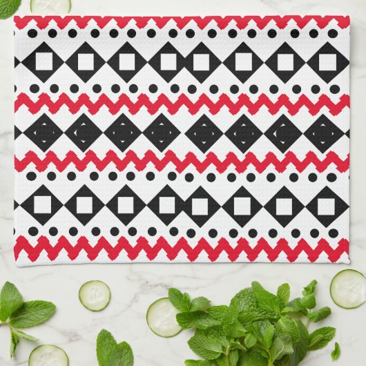 Muster geometrischer Art Schwarz und Weiß Geschirrtuch (Gefaltet)