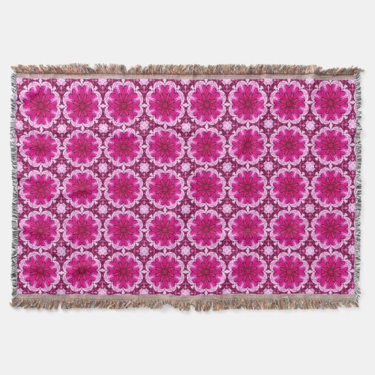 Muster geometrischer Blume in Burgund & Magenta Decke (Vorderseite)