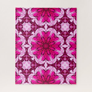 Muster geometrischer Blume in Burgund & Magenta Puzzle
