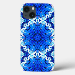Muster geometrischer Blume in Cobalt Blue und Navy Case-Mate iPhone Hülle