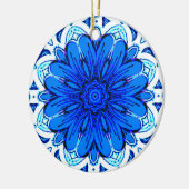 Muster geometrischer Blume in Cobalt Blue und Navy Keramik Ornament (Links)
