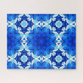 Muster geometrischer Blume in Cobalt Blue und Navy Puzzle (Horizontal)