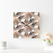 Muster geometrischer natürlicher Farben Quadratische Wanduhr (Zuhause)