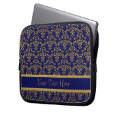 Muster Gold & Blue Damask Laptopschutzhülle (Vorderseite Links)