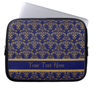Muster Gold & Blue Damask Laptopschutzhülle