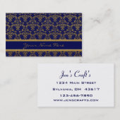 Muster Gold & Blue Damask Visitenkarte (Vorne/Hinten)