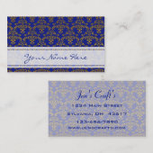 Muster Gold & Blue Damask Visitenkarte (Vorne/Hinten)