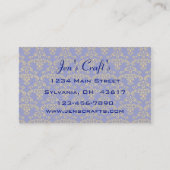 Muster Gold & Blue Damask Visitenkarte (Rückseite)