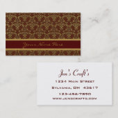 Muster Gold & Brown Damask Visitenkarte (Vorne/Hinten)