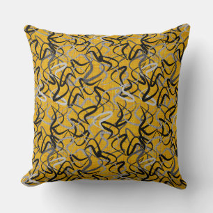 Muster Gold, Schwarz und Grau Retro Kissen
