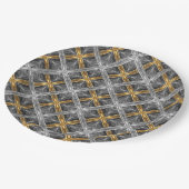 Muster Gold, Silber und Grau lackierte Diamanten Pappteller (Schrägansicht)