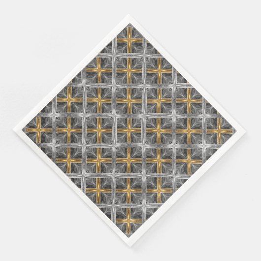 Muster Gold, Silber und Grau lackierte Diamanten Serviette (Ecke)