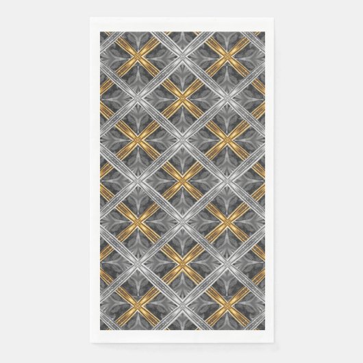 Muster Gold, Silber und Grau lackierte Diamanten Serviette (Vorderseite)