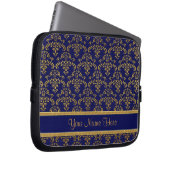 Muster Gold und Blue Damask Laptopschutzhülle (Vorne Rechts)
