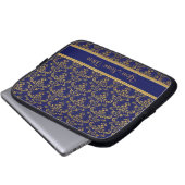Muster Gold und Blue Damask Laptopschutzhülle (Vorne Knopf)