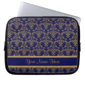 Muster Gold und Blue Damask Laptopschutzhülle (Vorderseite)