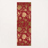 Muster Gold und Dunkle rote Flora Damask Yogamatte (Vorderseite)