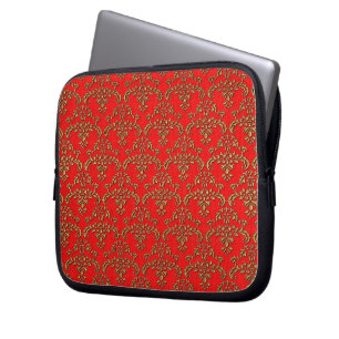 Muster Gold und Red Damask Laptopschutzhülle