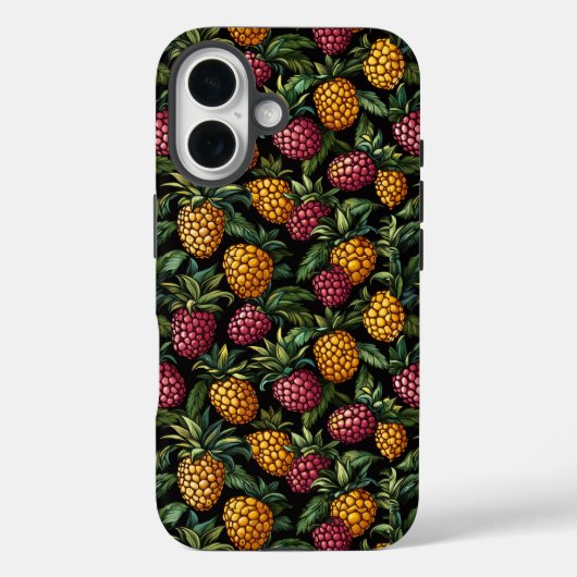 Muster Gold und Rote Berries Case-Mate iPhone Hülle (Rückseite)