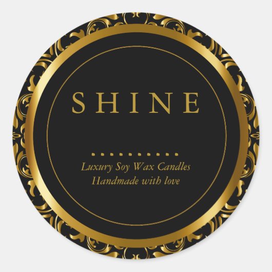 Muster Gold und Schwarze Rahmen Runder Aufkleber (Vorderseite)