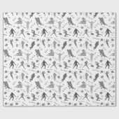 Muster grauer Fußballspieler in Weiß Geschenkpapier (Flach)