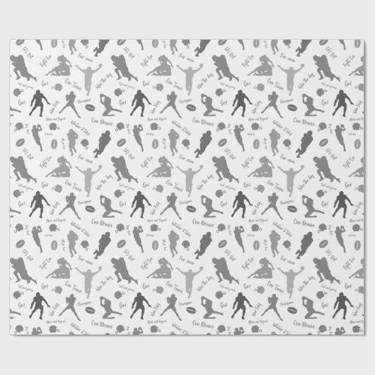 Muster grauer Fußballspieler in Weiß Geschenkpapier (Flach)