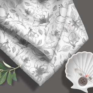 Muster Gray ID939 für gezeichnete Blumenmuster-Kon Stoff